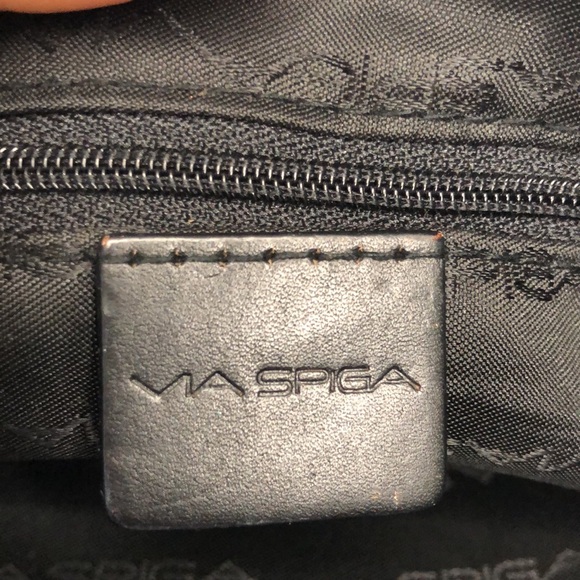VIA SPIGA black suede shoulder handbag. Leather weaved through perimeter of bag. - Picture 7 of 9